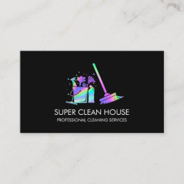 Maid Städning House Sparkling Holograph Business C Visitkort