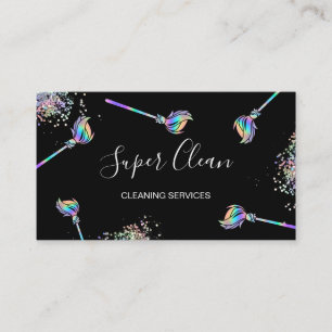Maid Städning House Sparkling Holograph Business C Visitkort
