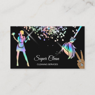Maid Städning House Sparkling Holograph Business C Visitkort
