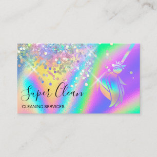 Maid Städning House Sparkling Holograph Business C Visitkort