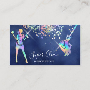 Maid Städning House Sparkling Holograph Business C Visitkort