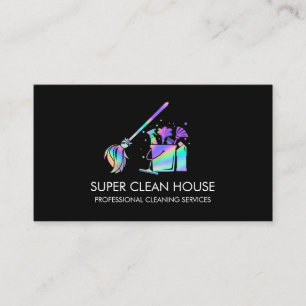 Maid Städning House Sparkling Holograph Business C Visitkort