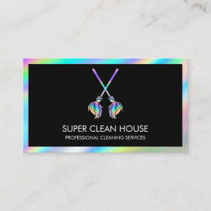 Maid Städning House Sparkling Holograph Business C Visitkort