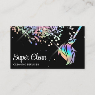 Maid Städning House Sparkling Holograph Business C Visitkort