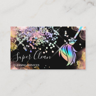 Maid Städning House Sparkling Holograph Business C Visitkort