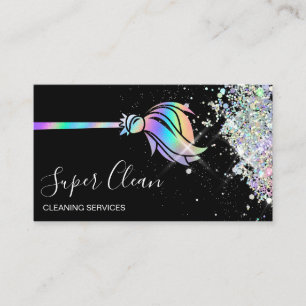 Maid Städning House Sparkling Holograph Business C Visitkort