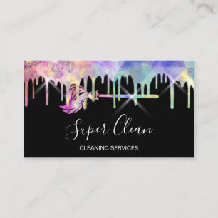 Maid Städning House Sparkling Holograph Business C Visitkort