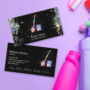 Maid Städning House Sparkling Holograph Business C Visitkort