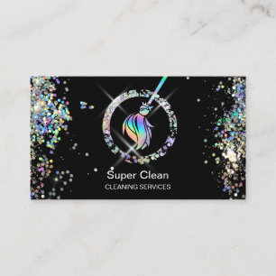 Maid Städning House Sparkling Holograph Business C Visitkort