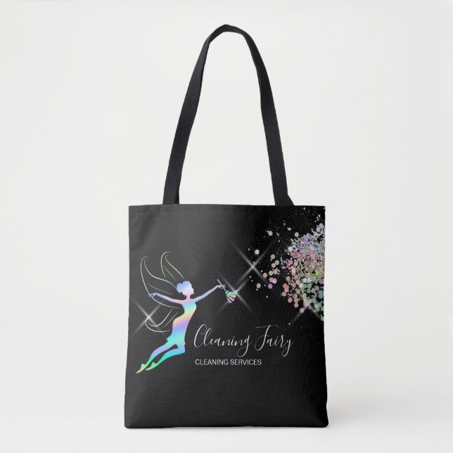 Maid Städning House Sparkling Holograph Fairy Mugg Tygkasse (Framsida)