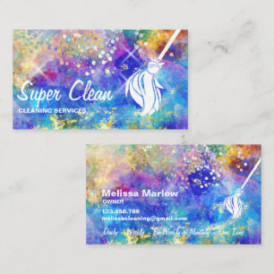 Maid Städning House Sparkling Holograph Opal Busin Visitkort