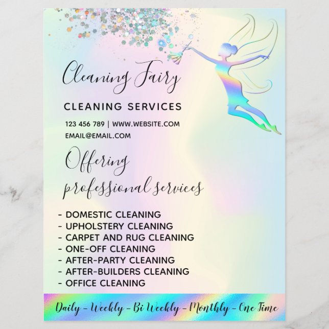 Maid Städning House Sparkling Holography Flyer (Framsidan)