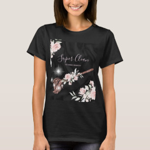 Maid Städning House Sparkling ro guld blommigt Squ T Shirt