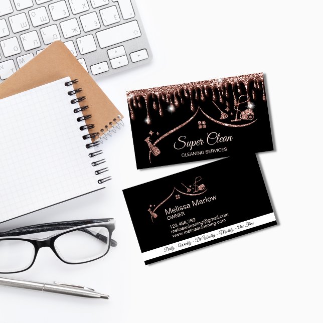 Maid Städning House Sparkling ro guld Visitkort (Skapare uppladdad)