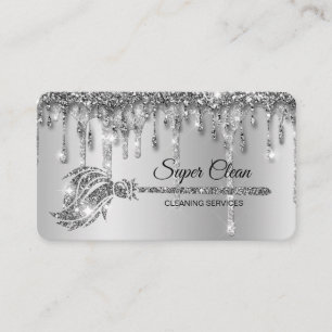 Maid Städning House Sparkling silver platinum Visitkort