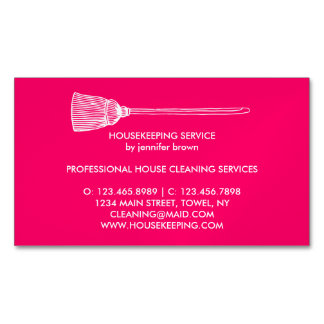 Maid Städning Housekeeper neon rosa Magnetiska Visitkort