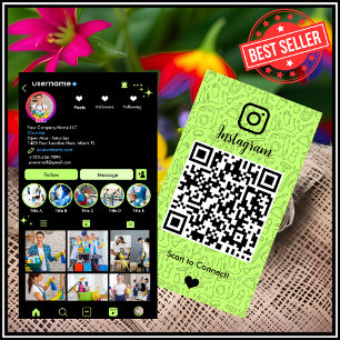 Maid Städning Instagram Lime Green Household QR Visitkort