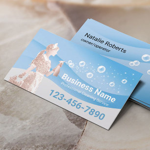 Maid Städning Service Modern Blue Kurvor Visitkort