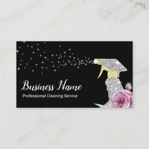 Maid Städning Service Silver Spray Rosa Blommigt Visitkort