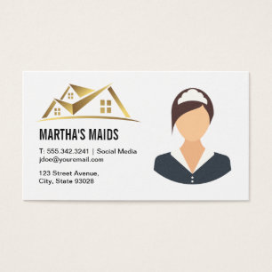 Maid Städning Services   House Guld Logotyp Visitkort