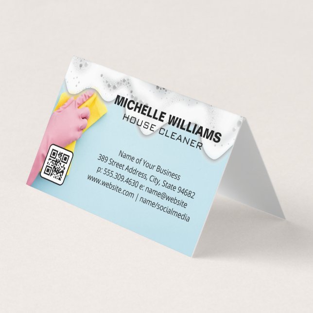 Maid Städning | Tvålsuger | QR-kod Visitkort (Framsida)