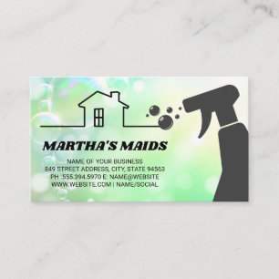 Maid-tjänst Städning spray Bubbles Visitkort
