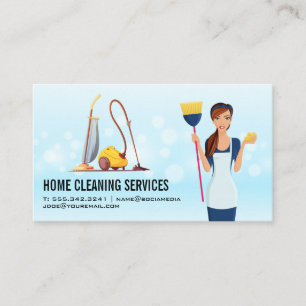 Maid with Broom and Soap Bubbles Visitkort