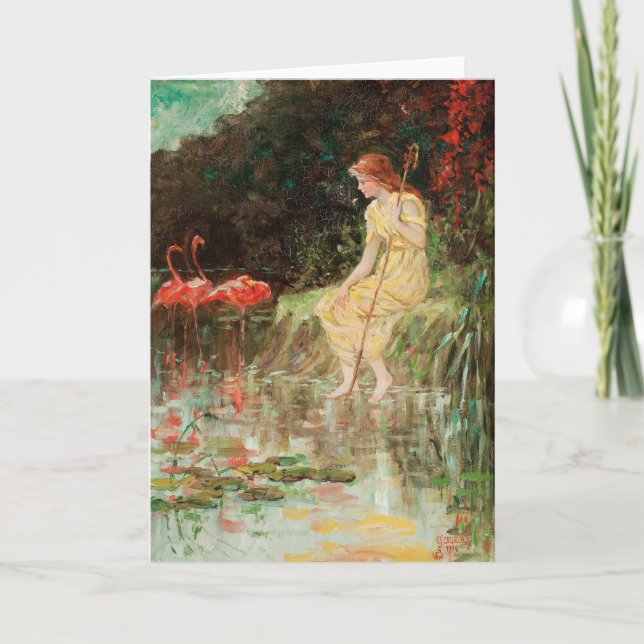Maiden med Flamingos | Frederick Stuart Church Kort (Framsida)