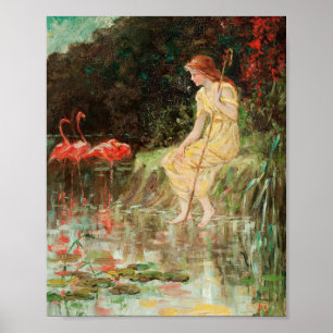 Maiden med Flamingos Frederick Stuart Church Poster