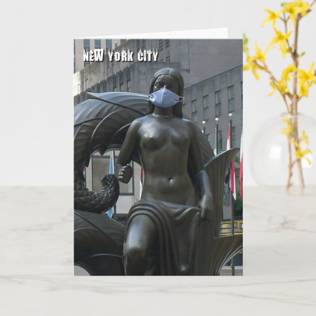 Maiden med masken ansikte - NYC-kort Kort (Gul blomma)