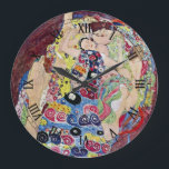 Maiden (Virgin), Gustav Klimt, Vintage Art nouveau Stor Klocka<br><div class="desc">Gustav Klimt (även kallad "The Virgin") (1913) är en vintage av Viktorian Era Art nouveau bra konst symbolism i porträtt. Flera kvinnor glider, sträckte sig och sov i en säng täckt med färgstarka filtar från mosaik mönster. Om konstnären: Gustav Klimt (1862-1918) var en österrikisk symbolmålare och en av de mest...</div>