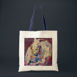 Maiden (Virgin), Gustav Klimt, Vintage Art nouveau Tygkasse<br><div class="desc">Gustav Klimt (även kallad "The Virgin") (1913) är en vintage av Viktorian Era Art nouveau bra konst symbolism i porträtt. Flera kvinnor glider, sträckte sig och sov i en säng täckt med färgstarka filtar från mosaik mönster. Om konstnären: Gustav Klimt (1862-1918) var en österrikisk symbolmålare och en av de mest...</div>