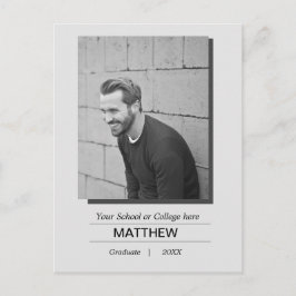 MaIe Student Simple Black White Photo Vykort