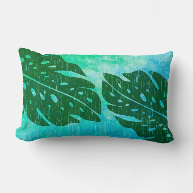 Maikai Hawaiian Monstera Leaf Tie-Dye Blandning Lumbarkudde (Framsida)