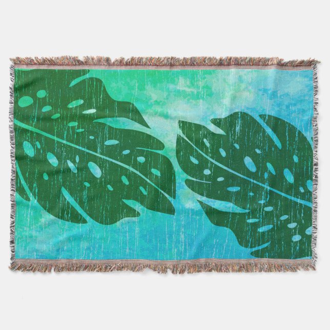 Maikai Hawaiian Monstera Löv Tie-Dye Blend Filt (Framsidan)
