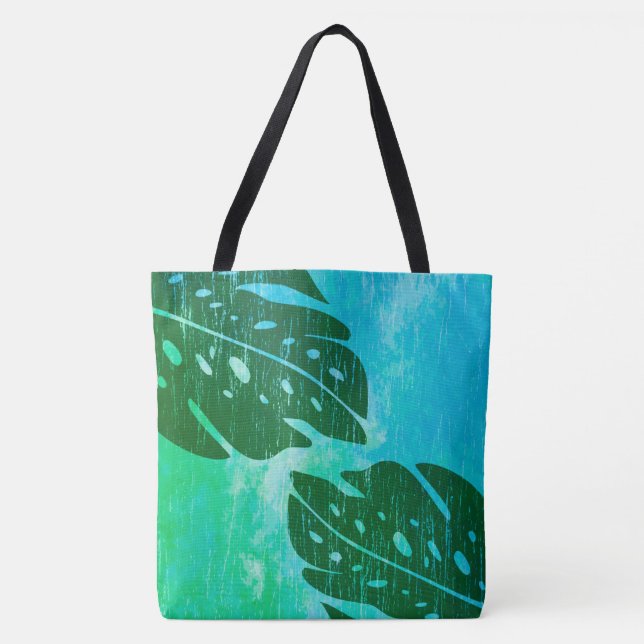 Maikai Hawaiiansk Monstera-blad Tie-Dye Strandväsk Tygkasse (Framsida)