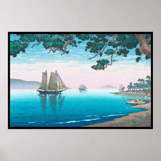 Maiko Beach Tsuchiya Koitsu waterscape shin hanga Poster (Framsidan)