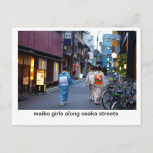 Maiko Girls längs osakas gator Vykort