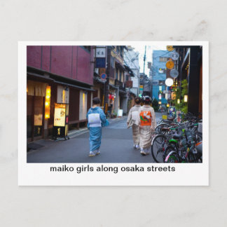 Maiko Girls längs osakas gator Vykort