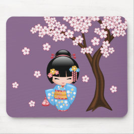 Maiko Kokeshi-docka - Geishaflicka i blå kimono Musmatta