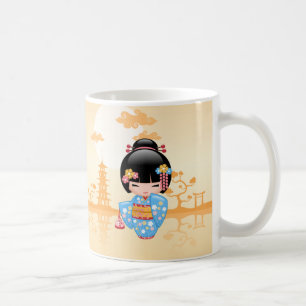 Maiko Kokeshi docka - gullig japansk Geishaflicka Kaffemugg