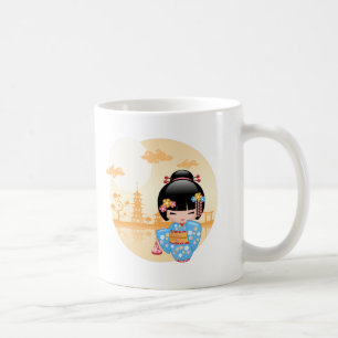 Maiko Kokeshi docka - gullig japansk Geishaflicka Kaffemugg
