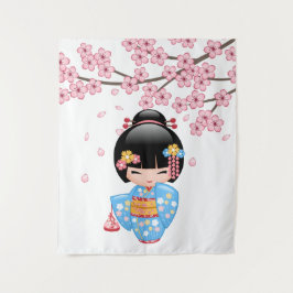 Maiko Kokeshi Doll - Blue Kimono Geisha Girl