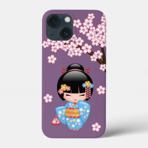 Maiko Kokeshi Doll - Blue Kimono Geisha Girl