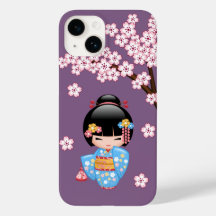 Maiko Kokeshi Doll - Blue Kimono Geisha Girl