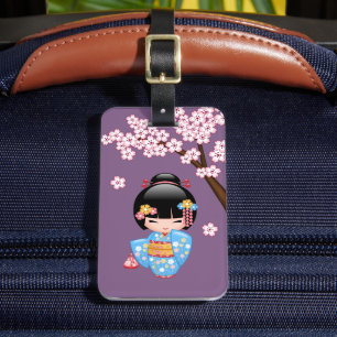 Maiko Kokeshi Doll - Blue Kimono Geisha Girl Bagagebricka