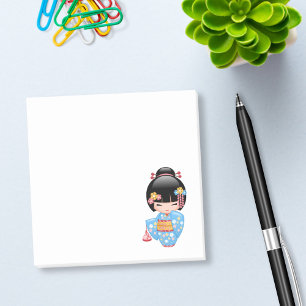 Maiko Kokeshi Doll - Blue Kimono Geisha Girl Post-it Block