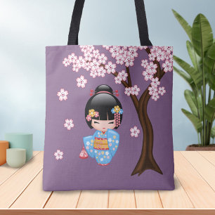 Maiko Kokeshi Doll - Blue Kimono Geisha Girl Tygkasse