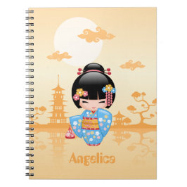 Maiko Kokeshi Doll - Cute Japansk Geisha Girl Anteckningsbok Med Spiral