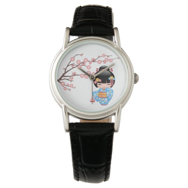 Maiko Kokeshi Doll - Cute Japansk Geisha Girl Armbandsur (Framsida)